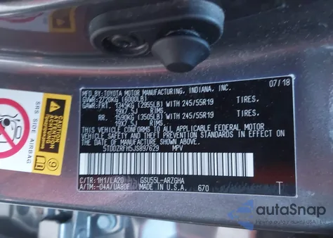 2018 Toyota Highlander Limited z USA, uszkodzony, nr VIN 5TDDZRFH5JS897629